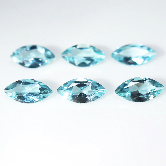 ブルーアパタイト 天然石 ルース 裸石（マダガスカル産・非加熱）マーキス 5×2.5mm ファセットカット（25個）