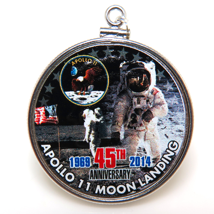 APOLLO11号 アポロ月面着陸 45周年記念 コイン ペンダント・アメリカ ケネディハーフダラー（50セント） バチカン付「シルバーSV925」（1個）
