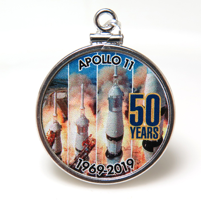 アポロ11号 APOLLO 月面着陸 50周年記念 コインペンダント・アメリカ クオーター（25セント）バチカン付「シルバーSV925」（【A】1個）