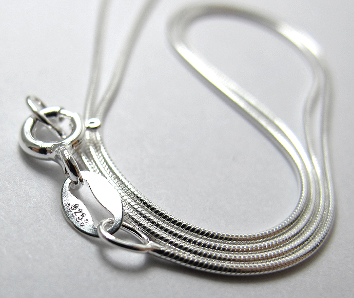 シルバー925/チェーンネックレス40cm【スネークチェーン・0.75mm】10本