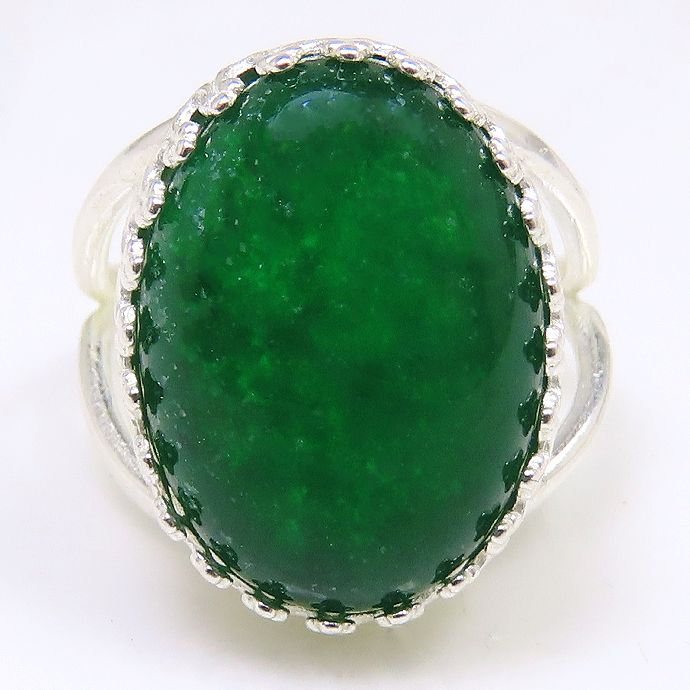 アベンチュリン指輪 天然石 リング オーバル 18×13mm（真鍮ブラス・シルバーカラー）