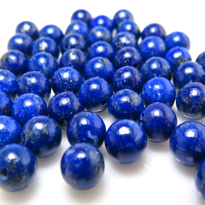 天然石ルース（裸石）ラピスラズリ 丸玉 ラウンドボール 片穴 ビーズ 【6mm】（25個）