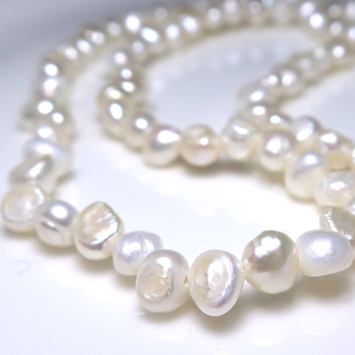 バロックパール ネックレス （淡水真珠）ホワイト系  6～7mm （金具 シルバー SV925） 1本