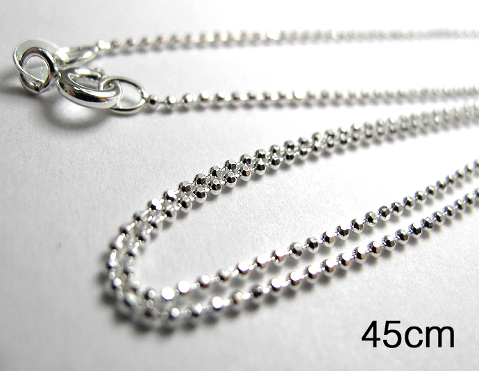 シルバー925/チェーンネックレス45cm【ダイヤカットボールチェーン・幅1.0mm】（25本）