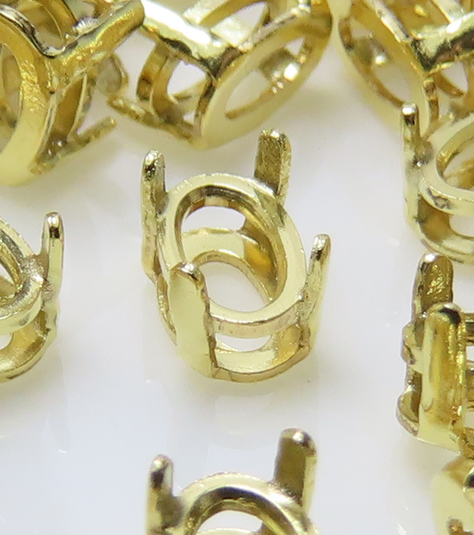 石座・石枠・空枠 14kgf 金具 パーツ オーバル 5×3mm 4本爪「ゴールドフィルド」（4個）