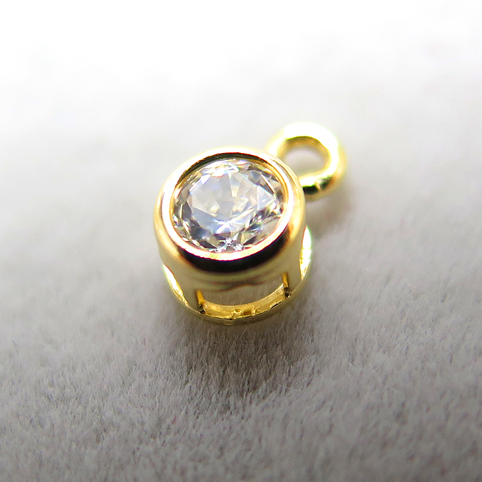 ゴールドフィルド・ベゼルセッティング/czキュービックジルコニア3mm【カン付】「14kgf」（5個）