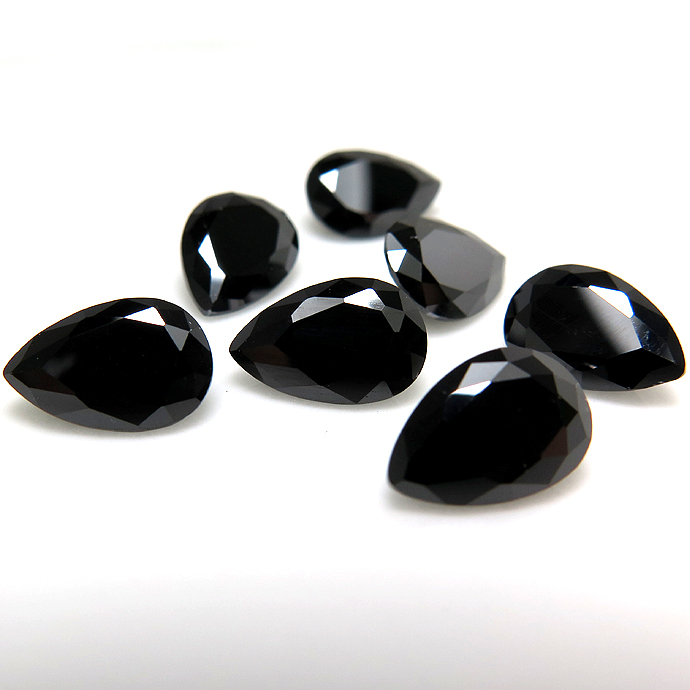 キュービックジルコニアcz【AAA】・ルース（裸石）・/ペアシェイプ（ブラック）【8×5mm】ファセットカット（500個）