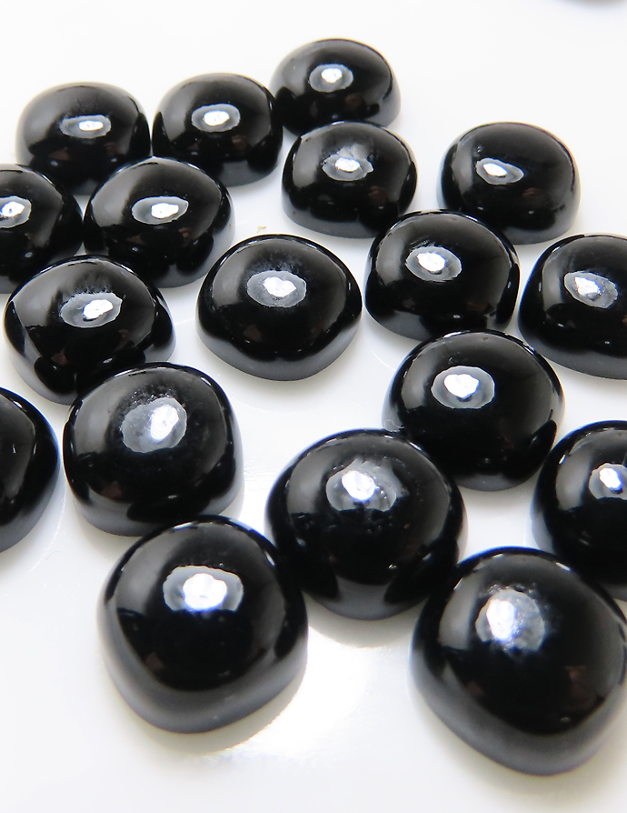 ブラックオニキス 天然石ルース スクエア クッション カボションカット【10mm】3個
