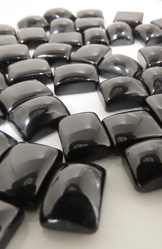 ブラックオニキス 天然石ルース レクタングル カボションカット【10×8mm】8個