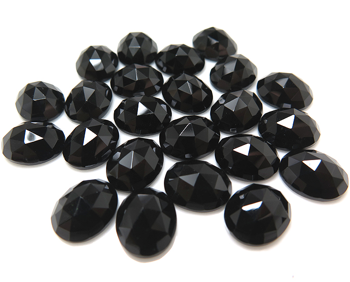天然石ルース（裸石）・ブラックオニキス/ローズカット（オーバル）【12×10mm】（10個）