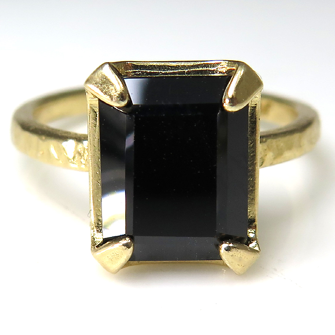 ブラックスピネル リング 指輪 天然石  オクタゴン レクタングル 縦 10×8mm 真鍮ブラス ゴールドカラー