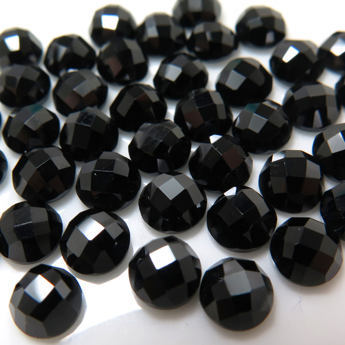 天然石ルース（裸石）ブラックスピネル/チェッカーボードカット（ラウンド）【6mm】（50個）