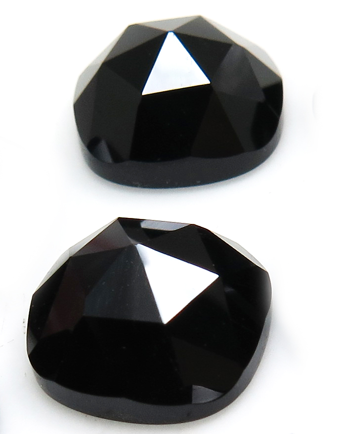 ブラックオニキス ルース 天然石 スクエア クッション ローズカット カボション【10mm】3個