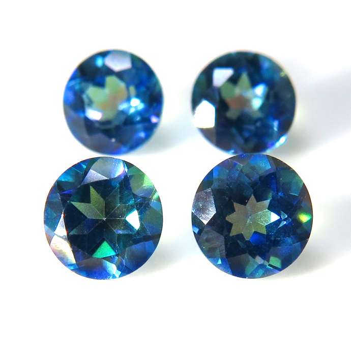 ミスティックトパーズ 天然石ルース （ブルーグリーン）アフリカ産 ラウンド【5mm】ファセットカット（25個）