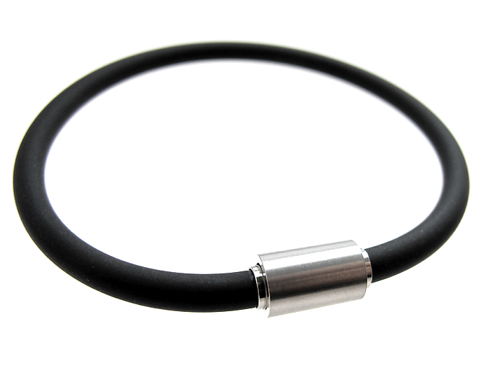 ラバーブレスレット（マグネット式）17cm【ブラック・4mm】（1本）