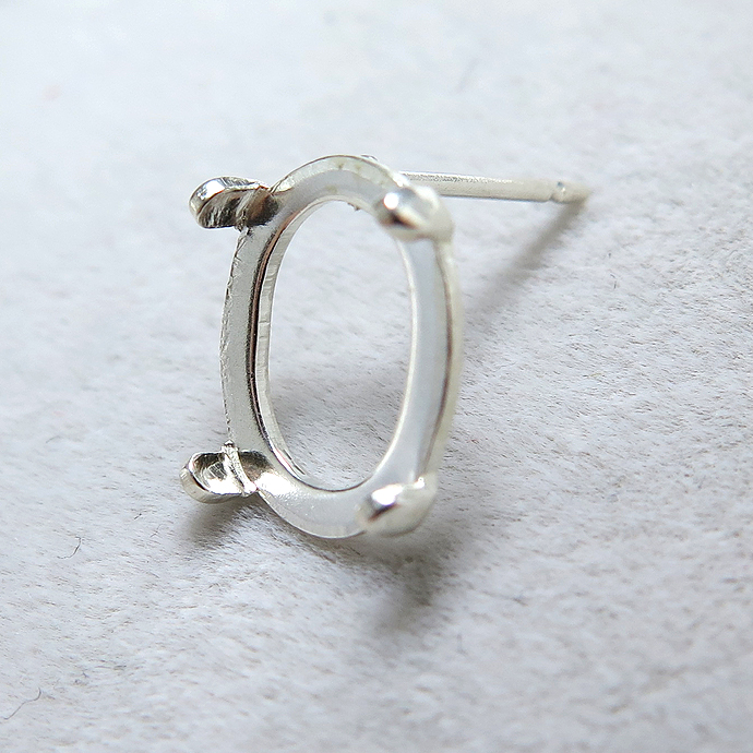 SV925シルバーパーツ/ピアス空枠・カボションポストピアス（オーバル10×8mm）（10ペア）