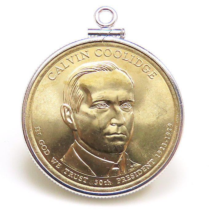 アメリカ大統領1ドル貨 カルビン・クーリッジ calvin coolidge 第46代・コインペンダント・バチカン付 SV925 シルバー