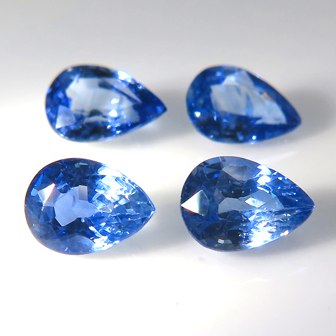 ブルーサファイア ルース 天然石 ペアシェイプ（スリランカ産・加熱）【4×3mm】ファセットカット（1個）