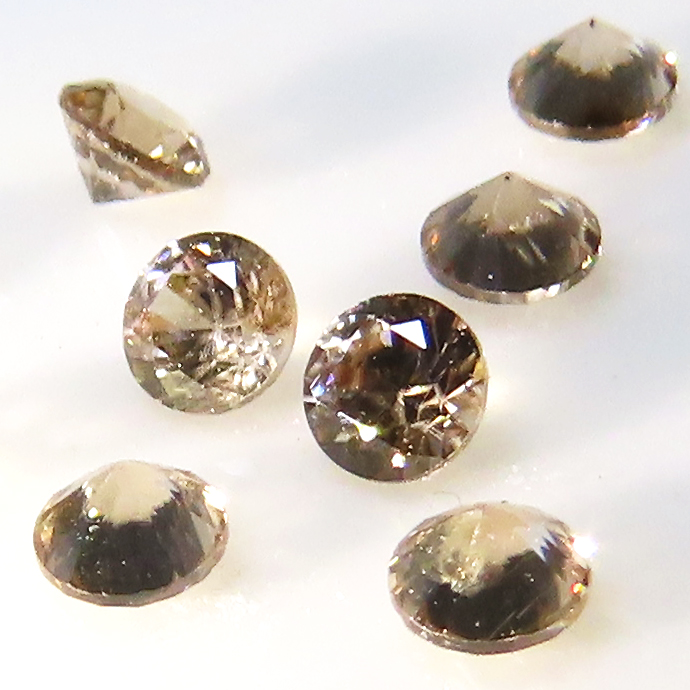 シャンパンジルコン 天然石ルース（カンボジア産・非加熱）ラウンド【3mm】ファセットカット（50個）