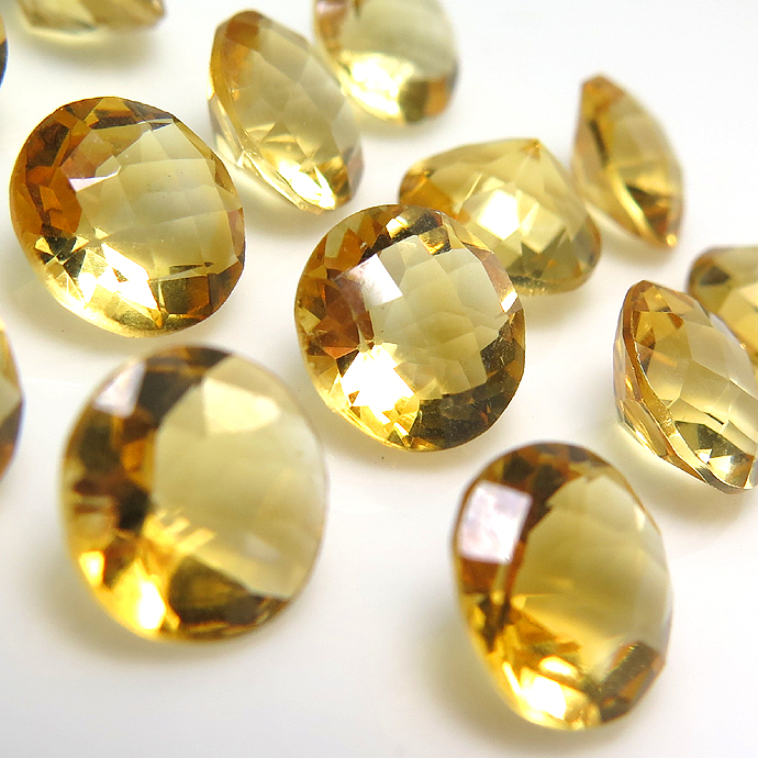 天然石ルース（裸石）・シトリン/ラウンド チェッカーボードカット【8mm】（1個）