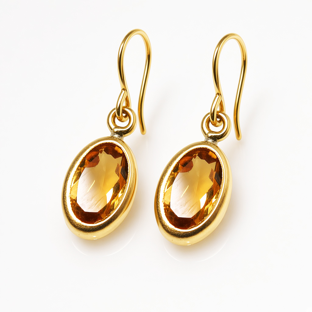 シトリンピアス 天然石＜11月誕生石＞6×4mm 14kgf（ゴールドフィルド）（1ペア）