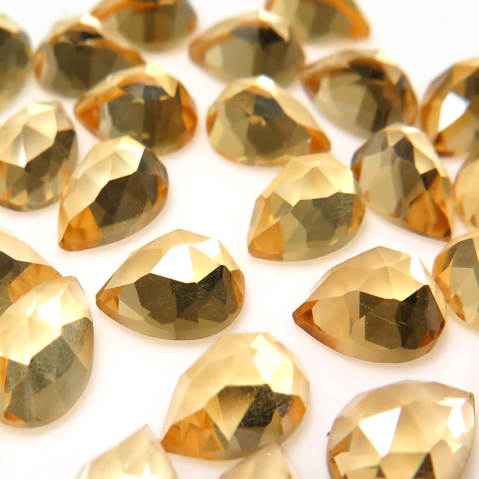 シトリン 天然石ルース ローズカット ペア カボション 【10×7mm】（4個）