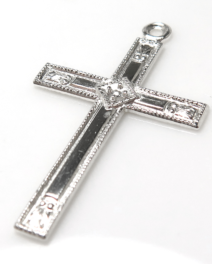 シルバークロス / 十字架【33mm×20mm】 チャーム パーツ SV925 （10個）