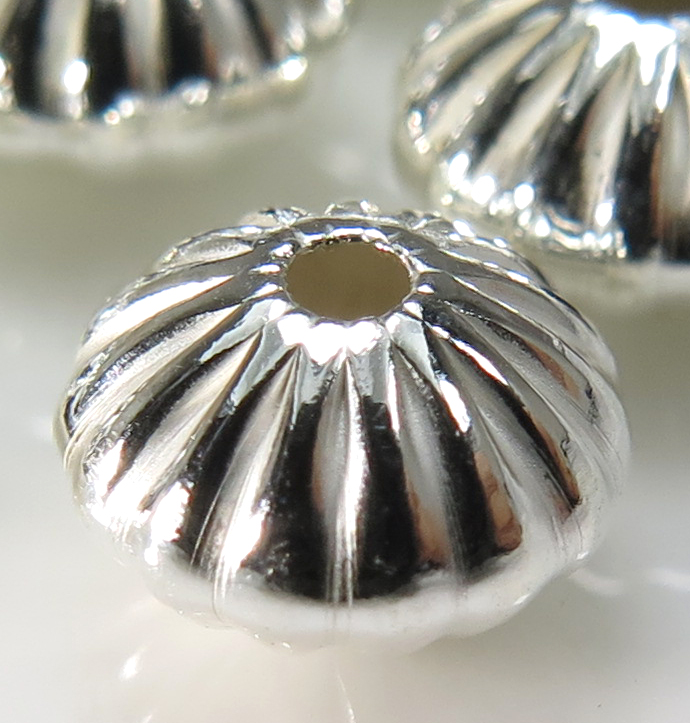 コルゲートビーズ ソロバンスペーサー シルバー SV925パーツ/4.5mm×3.0mm（100個）