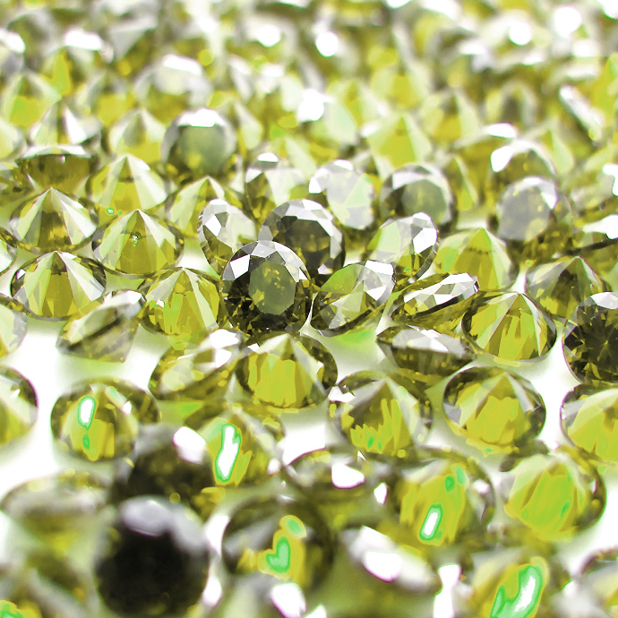 キュービックジルコニアcz（オリーブ）【AAA】・ルース（裸石）・/ラウンド【3mm】ファセットカット（10.1g入/250個相当）