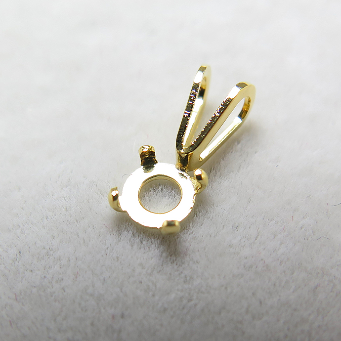 ゴールドフィルド・ペンダント空枠・4本爪ペンダントトップ（カボション用4mm）「14kgf」（25個）