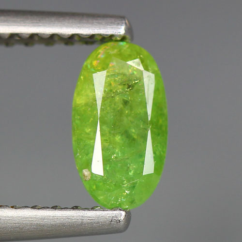 天然石ルース（裸石）デマントイドガーネット（ナミビア産/非加熱）オーバル【7.2×4.1×4.5mm】ファセットカット（1個）