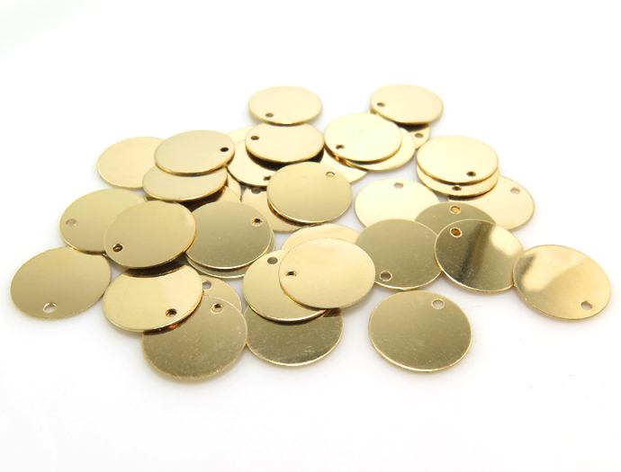 14kgf板カン ディスク ・タグ（ラウンド）（9mm）「ゴールドフィルド」（4個）