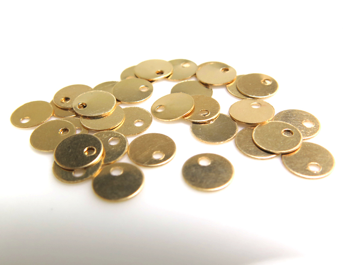 14kgf板カン ディスク ・タグ（ラウンド）（4mm）「ゴールドフィルド」（25個）