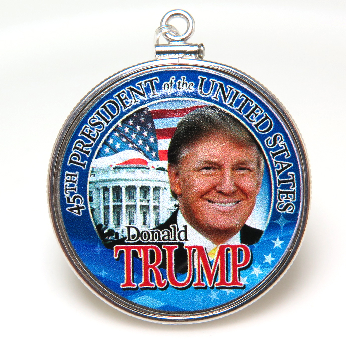 ドナルド・トランプ大統領 コインペンダント・DONALD TRUMP アメリカ ハーフダラー（50セント）バチカン付「シルバーSV925」（1個）
