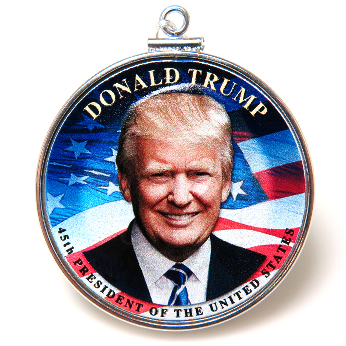 ドナルド・トランプ大統領 DONALD TRUMP コインペンダント・アメリカ 1ドル ダラー バチカン付「シルバーSV925」（1個）