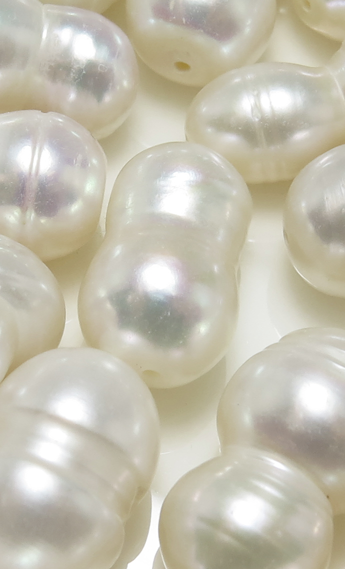 ツインパール 淡水真珠 ビーズ ホワイト系 12～16×9～11mm（1個）