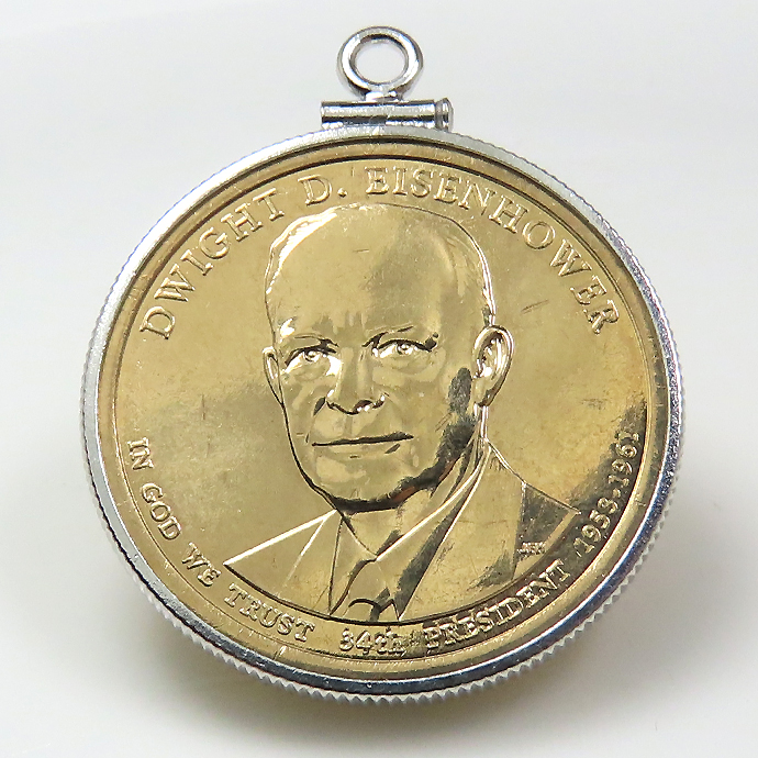アメリカ大統領1ドル貨 ドワイト・D・アイゼンハワー Dwight D. Eisenhower 第34代・コインペンダント・バチカン付 SV925 シルバー
