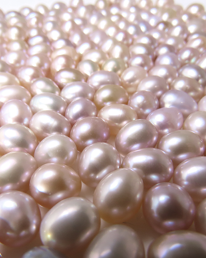 淡水パール 真珠 ライス エッグ ペールピンク～ラベンダー（7～8mm）穴無（20個）