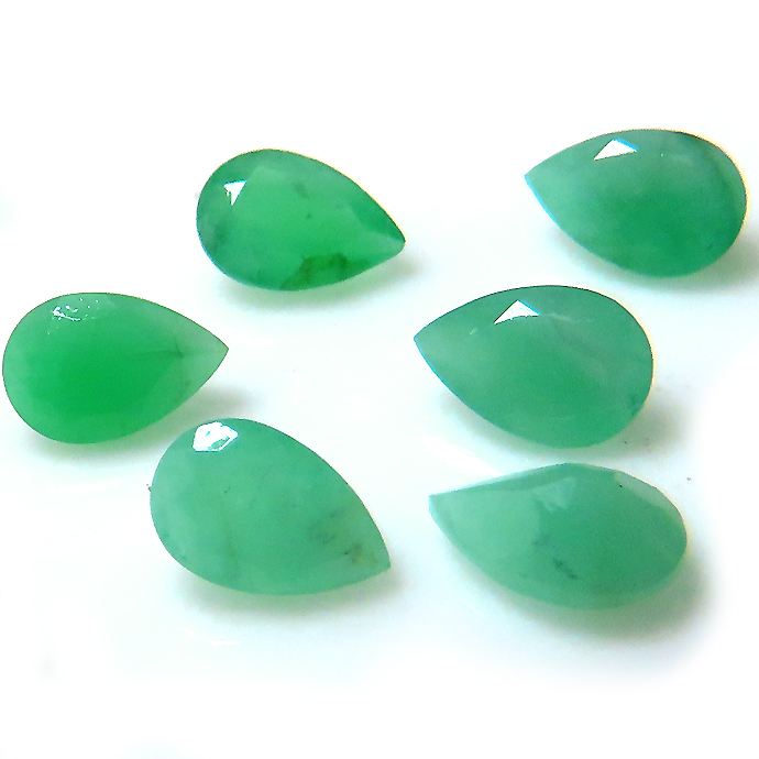 エメラルド ルース 天然石（ブラジル）ペアシェイプ ファセットカット【6×4mm】10個