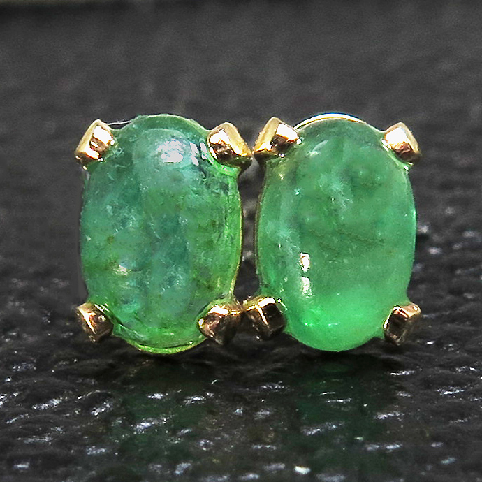 エメラルド ピアス 天然石 ブラジル オーバル 6×4mm 4本爪 ＜5月誕生石＞14kgf/ゴールドフィルド