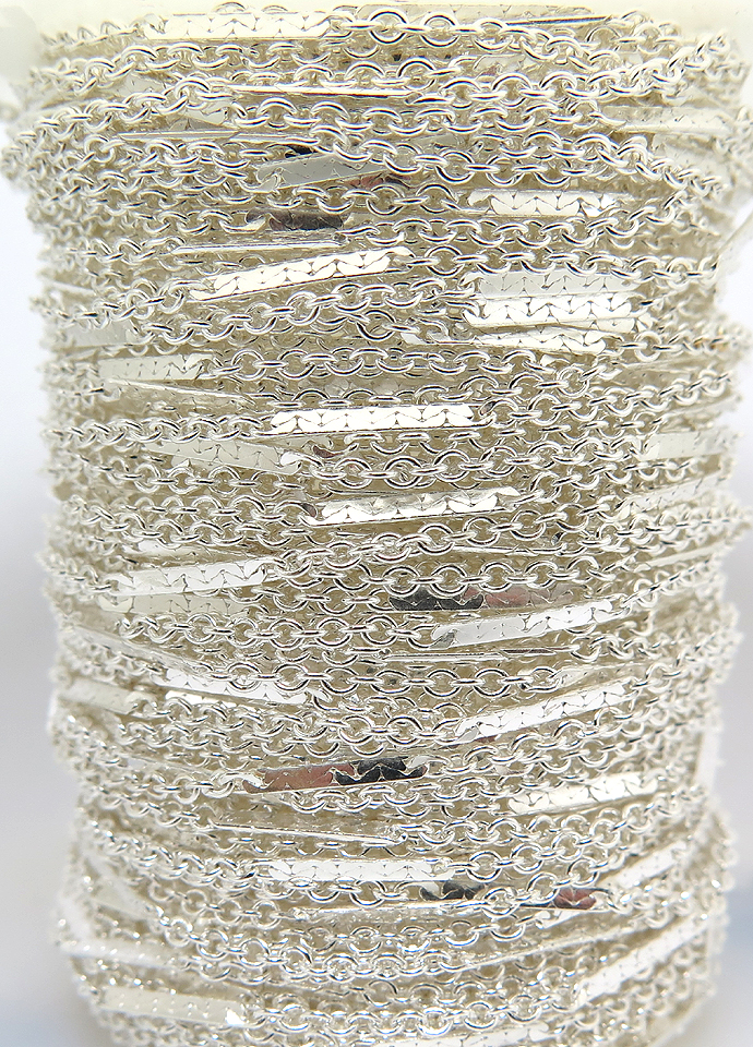 シルバー925フラットバーテクスチャーチェーン（10mm×1.25mm）（5メートル）「SV925」（1本）