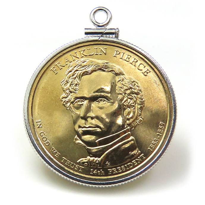 アメリカ大統領1ドル貨 フランクリン・ピアース Franklin Pierce 第14代・コインペンダント・バチカン付 SV925 シルバー
