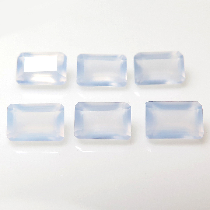 カルセドニー 天然石ルース レクタングル・オクタゴン【6×4mm】ファセットカット（100個）