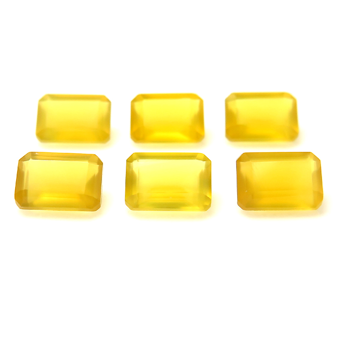 カルセドニー イエロー（染）天然石ルース レクタングル・オクタゴン【6×4mm】ファセットカット（10個）