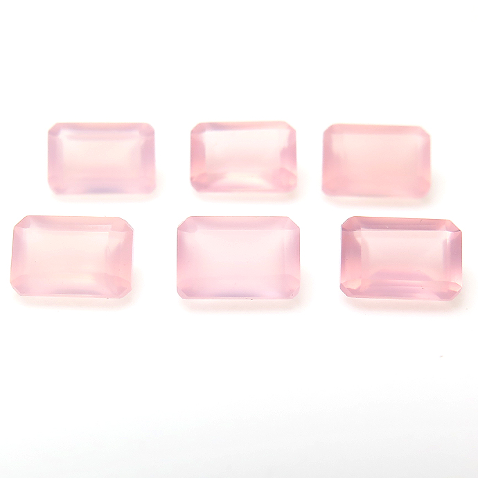 カルセドニー ピンク（染）天然石ルース レクタングル・オクタゴン【6×4mm】ファセットカット（25個）