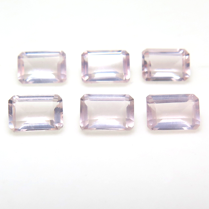 ローズクォーツ天然石ルース レクタングル・オクタゴン【6×4mm】ファセットカット（25個）
