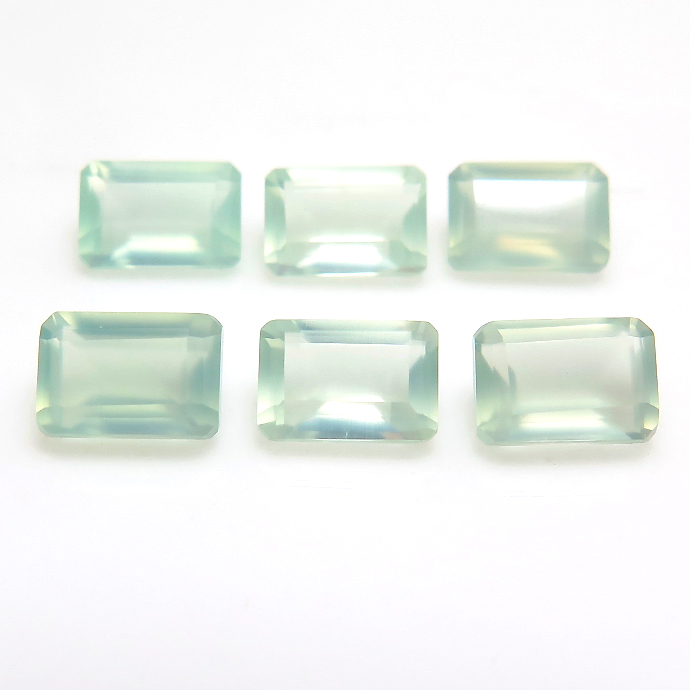 カルセドニー スプリンググリーン（染）天然石ルース レクタングル・オクタゴン【6×4mm】ファセットカット（50個）