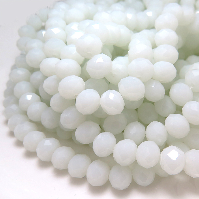 ガラスビーズ/ラウンデル（10×7mm）ホワイト45cm（10本）