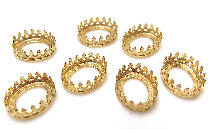 石枠 空枠 ベゼル オーバル 12×10mm （真鍮ブラス・ゴールドカラー）（10個）