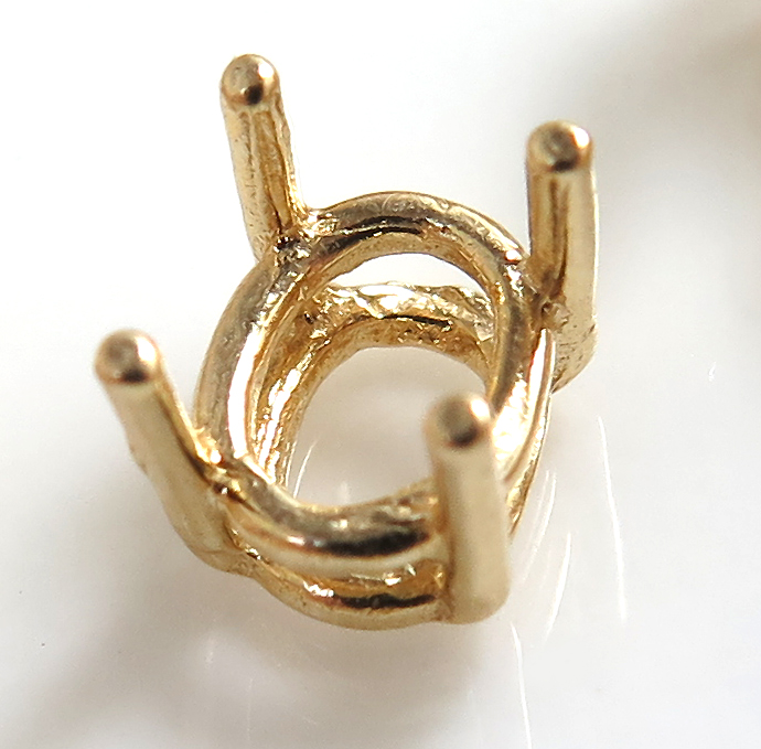 石枠 空枠 オーバル 6×4mm 4本爪  真鍮ブラス ゴールドカラー 15個